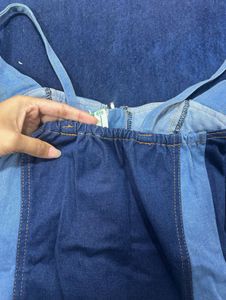 Denim Bodysuit with Zipper