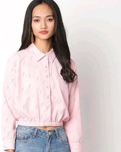 Pink Printed Crop Top