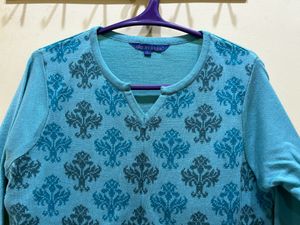 Avaasa Turquoise Blue Knitted Kurta Size L