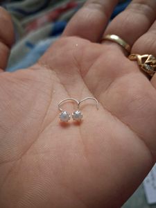 pure silver Elegant Pearl Stud &amp; Hook Earring Set