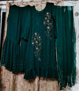 Elegant Teal Embroidered Kurta Set