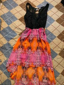 Lace Top High-Low Dress