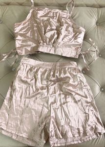 Silky Crop Top & Shorts Set