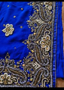Royal Blue heavy handwork Saree