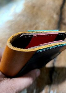 Handmade Red &amp; Black Leather Wallet