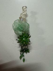 Green Beaded Flower Hair Clip