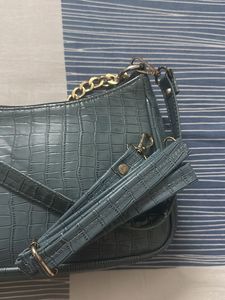 Grey Sling Bag With Belt