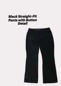Black Straight-Fit rains bottoms