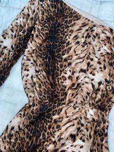Leopard Print One-Shoulder Dress