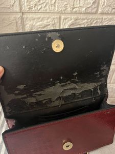 Mango  Maroon Chain Clutch Bag