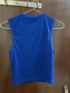 Vibrant Blue Sleeveless Crop Top