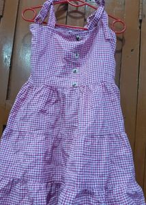 Chic Pink Gingham Tiered Dress