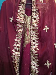 Maroon Colour Kurta Plazo Dupatta Set