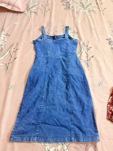 Denim Button-Front Midi Dress