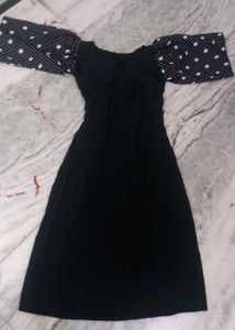 Chic Black Polka Dot Puff Sleeve Dress