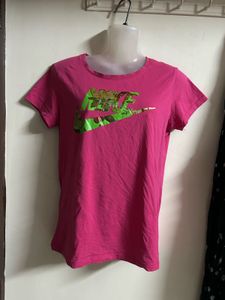 Nike Pink T-Shirt with Floral Logo