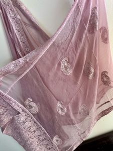 Mauve Handcrafted chickenkari suit pallazzo set