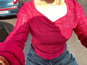 Chic Red Long Sleeve Top