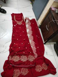 Elegant Red Embroidered Kurta Set