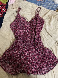 SALE ‼️‼️night suit Purple Geometric Print Romper