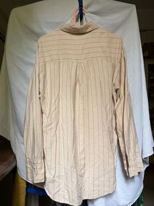 Cute Heart Striped Button-Up Oversized Fit Shirt