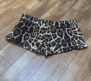 Sparkling Leopard Print Sequin Shorts