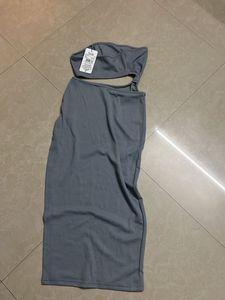 Grey Cut-out Midi Dress