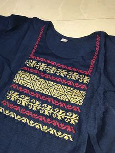 Navy Blue Embroidered Kurta