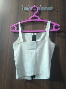 Cream Crop Top with Zipper