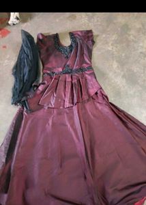 Elegant Maroon Peplum Gown