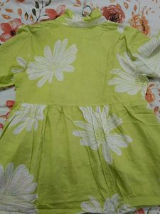Lime Green Floral Button-Up Tunic