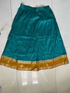 Beautiful Teal Silk Ethnic Skirt with Dupatta