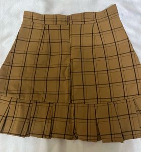 Brown Plaid Mini Skirt