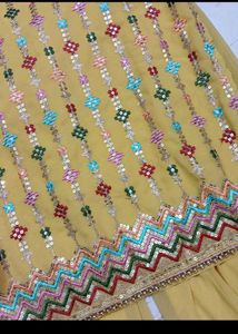 bust 40 Yellow Embroidered Kurta Set with Dupatta