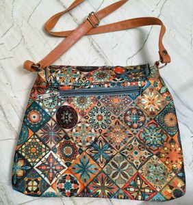 Boho Tile Print Crossbody Bag