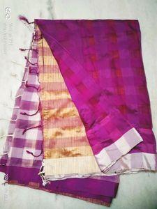 Purple Checkered Saree