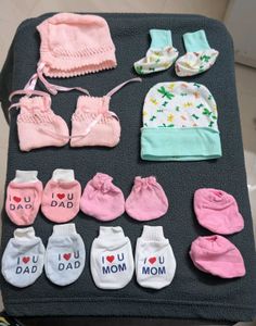 Baby Girl Hat, Mittens & Booties Set