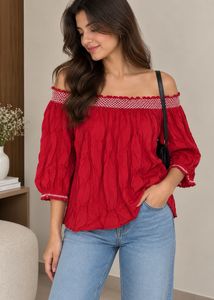 Chic Off-Shoulder Red Top