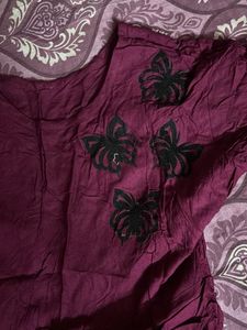 Maroon Embroidered Kurta Set