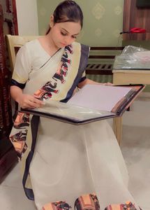 Elegant White Saree With Stech Designer Blouse
