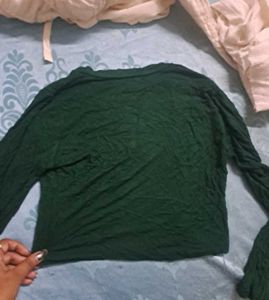 Green Turtle Neck Long Sleeve Top