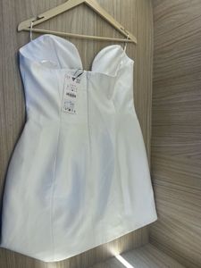 NEW ZARA Elegant White Strapless Mini Dress