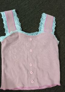 Cute Pink Button-Up Crop Top