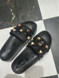 Studded Black Slide Sandals