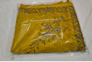 Bakrid offer Saree Elegant Yellow Embellished