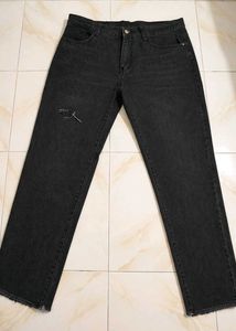 Women's Distressed Black Denim Jeans