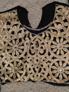 Elegant Black Skirt with Gold Border