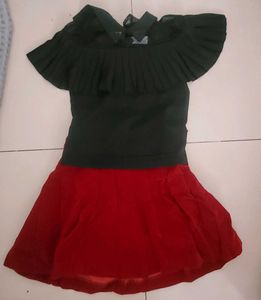 Partywear Velvet Skirt And Designer Top Combo