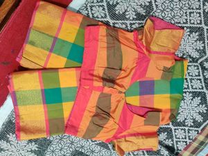 Vibrant Checked Silk Saree