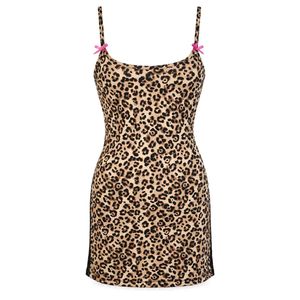 Leopard Print Chemise with Pink Bows